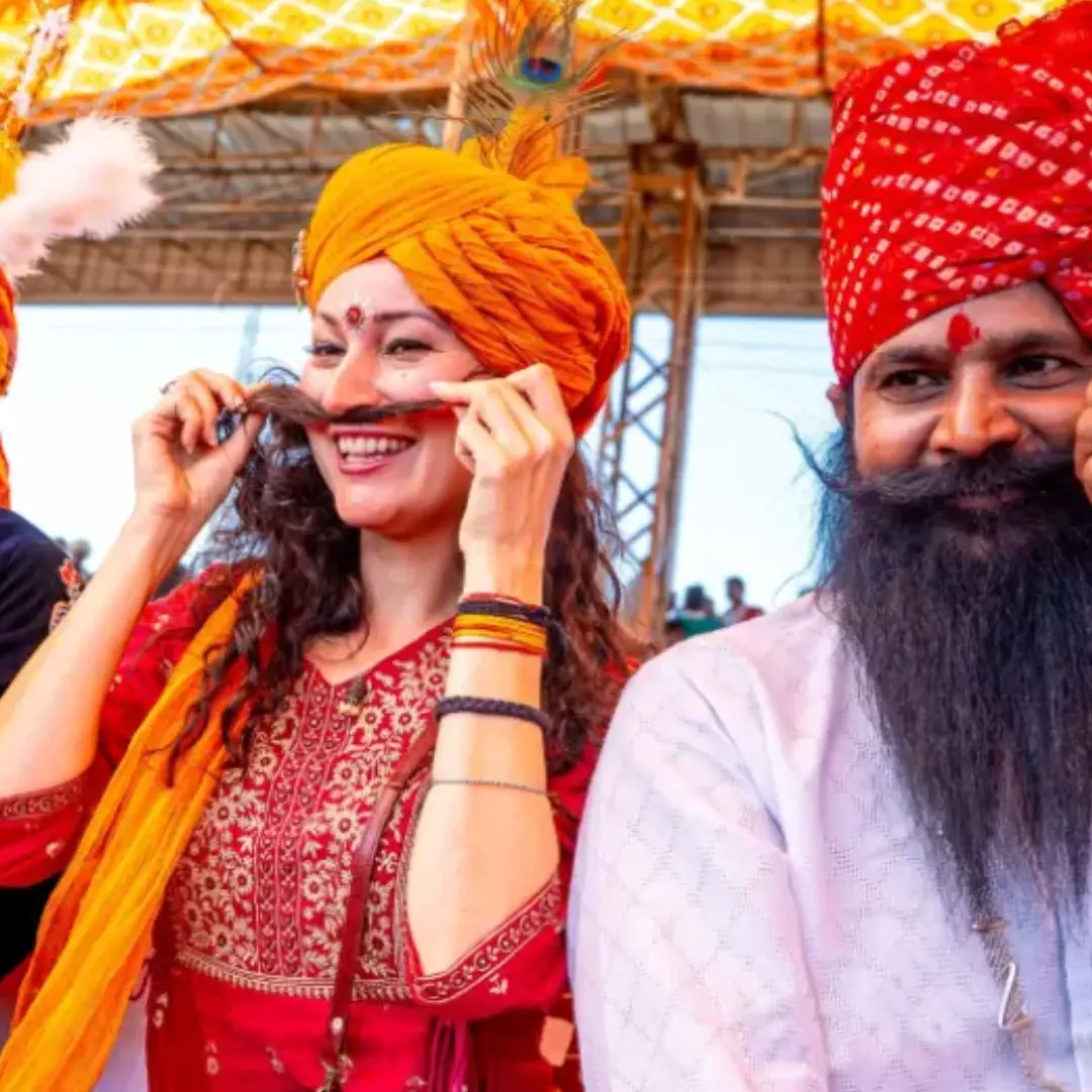 Happy guest on a private Rajasthan tour package