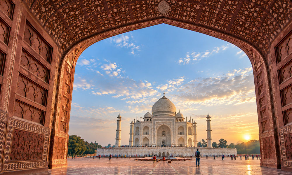 Taj Mahal at sunrise, Agra — India Holidays Packages private Golden Triangle tours
